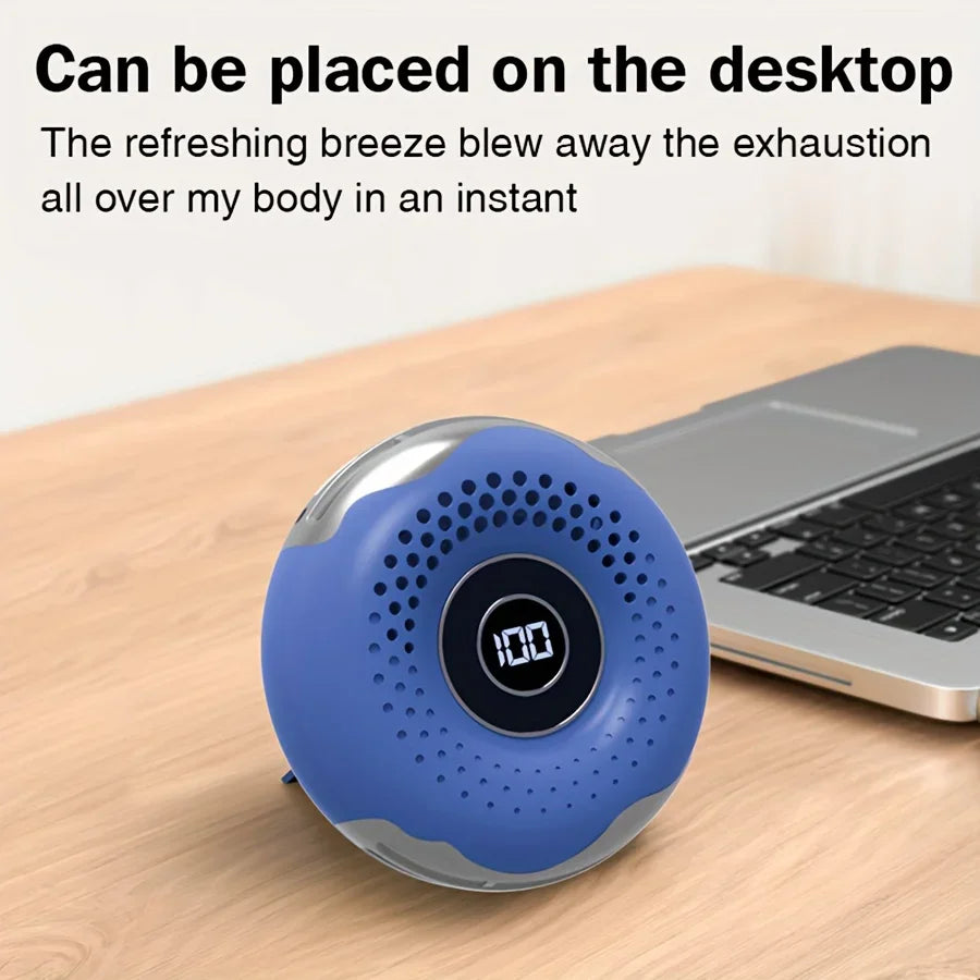 URGGU Rechargeable Neck Fan – 3-Speed Portable USB Cooling Fan