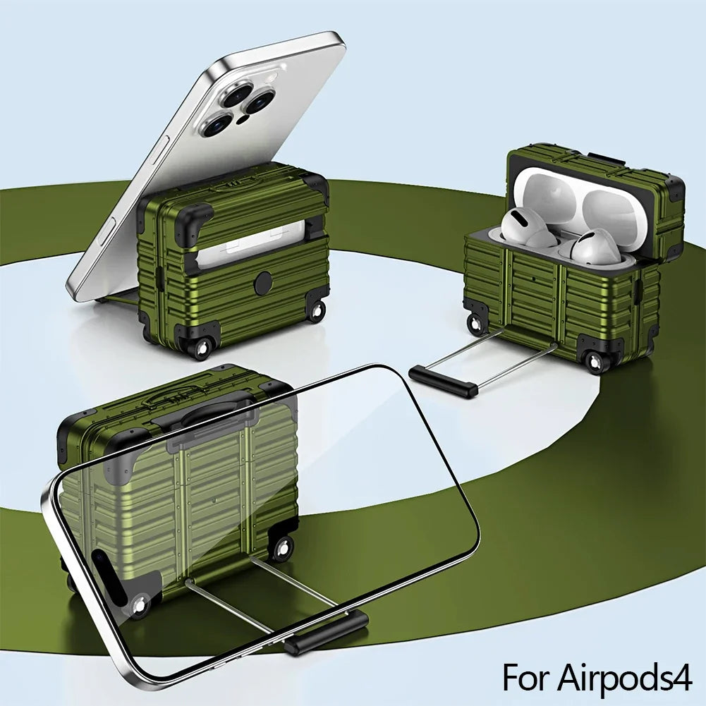 Mini Suitcase AirPods Case – Drop-Proof PC & TPU Cover