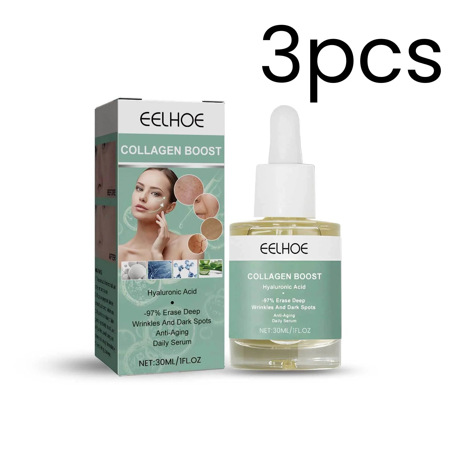 EELHOE Firming Face Serum – Anti-Aging Hyaluronic Acid 30ml Anti-Aging Face Serum Oasis Select 3pcs