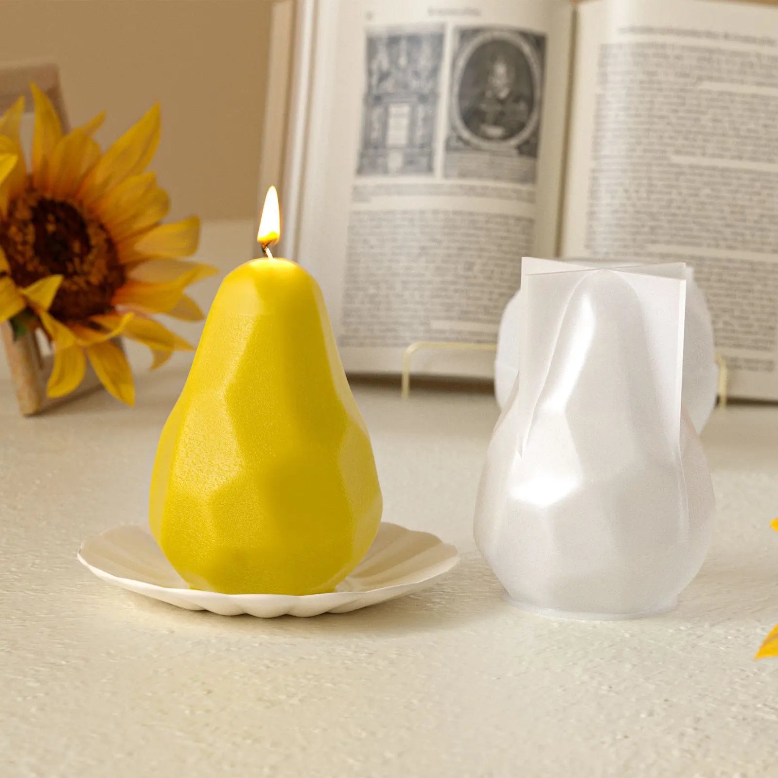 DIY Diamond-Cut Pear & Apple Scented Candle Silicone Mold Aromatherapy Plaster Fruit Resin Casting Mold Oasis Select