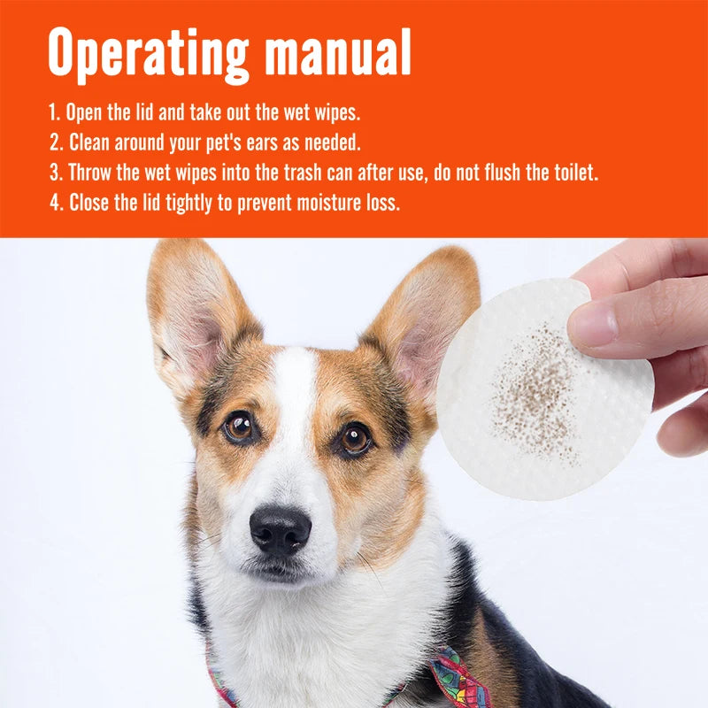 Pet Ear Wet Wipes Dog Ear Odor Remover Anti Ticks Mites Relieve Itching Non Toxic Against Infection Cat Ear Cleaning Paper100pcs Oasis Select