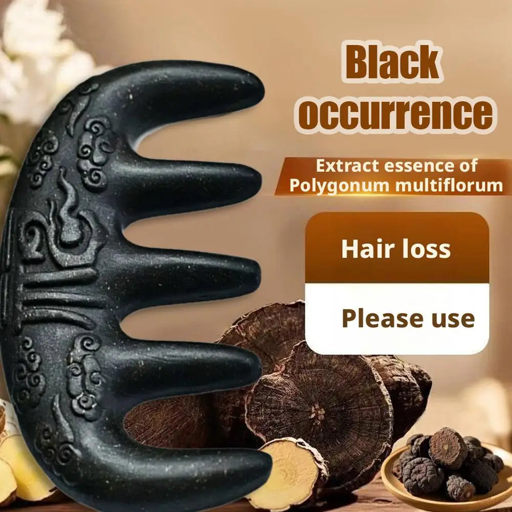 Polygonum Multiflorum Massage Comb Natural Handmade Five-tooth Meridians Scalp Massager Wide Tooth Comb Head Scraping Massage Oasis Select