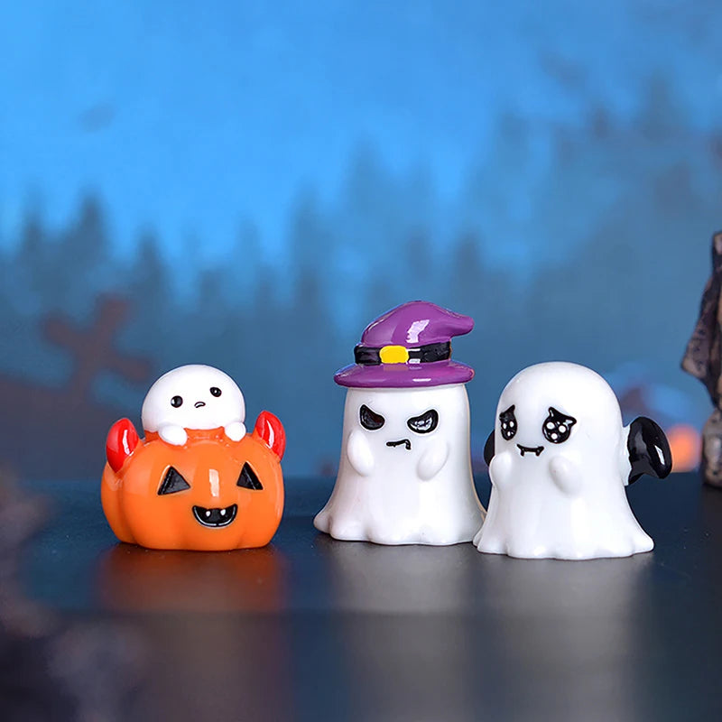 Halloween Micro Landscape Miniature Figurines Cute Pumpkin Ghost Vampire Decoration Resin Craft Mini Fairy Garden Ornaments Oasis Select
