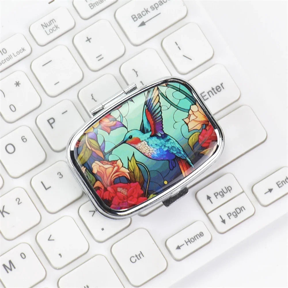 Travel Cases Lovely Colored Medicine Metal Jwelery Organizers Household Holder Iron Cabinet Small pill container Oasis Select Bird