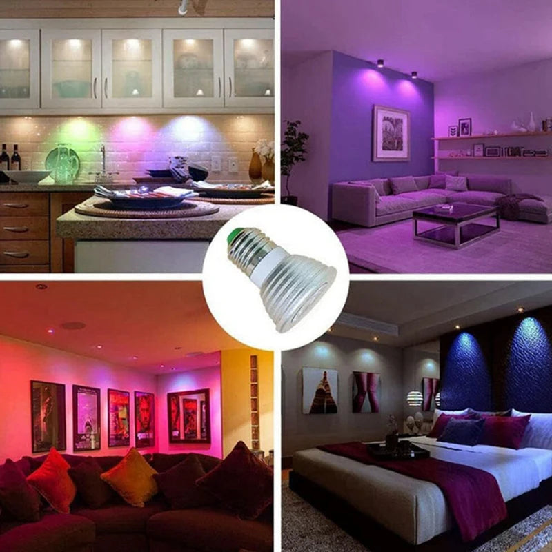 4Pcs E27 Bulbs And 1Remote Control With Memory Function 17Colors Changeable Spot Ligh 4Dynamic Lighting Modes Spotlight Oasis Select