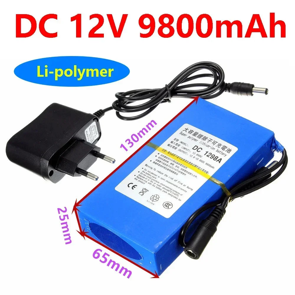 DC 12V 3000-9800mAh Lithium Ion Rechargeable Battery, High Capacity Ac Power Charger with + Explosion-proof Switch US/EU Plug Oasis Select