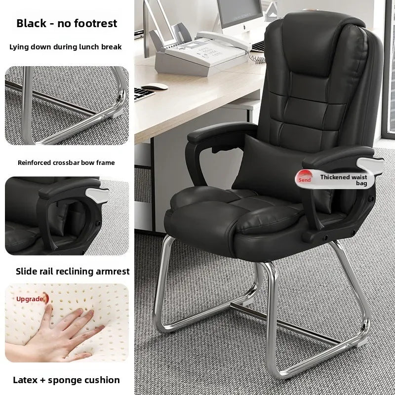 Computer chair, home office chair, comfortable for human body, reclining boss chair, chess and card room mahjong chair Oasis Select Rice White