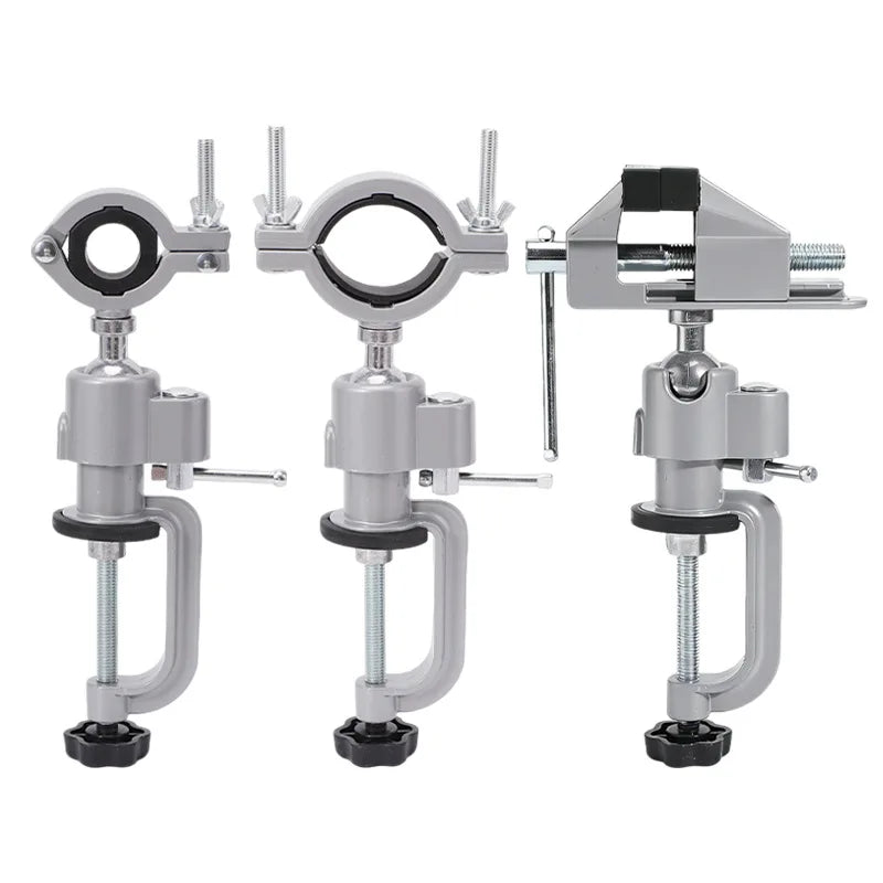360 Degree Rotating Universal Bench Vise Clamp Holder Adjustable Desk Mount Tool Stand for Rotary Tools and Drilling Operations Oasis Select