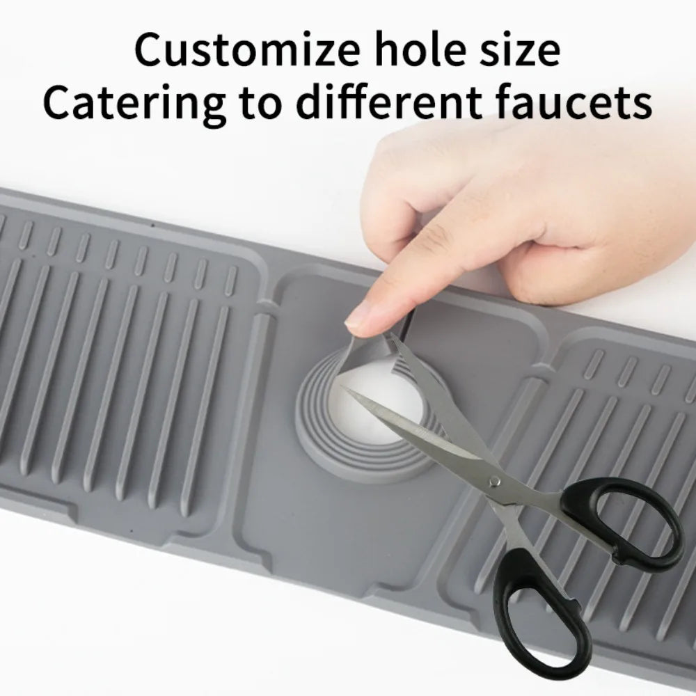 Practical Silicone Faucet Mat Black/Grey Faucet accessories Water Catcher Mat Splash proof Countertop Protector Kitchen Bathroom Oasis Select