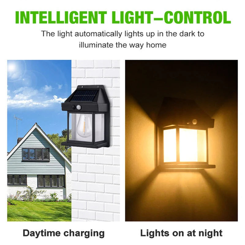 New Solar Tungsten Wall Lamp Three Modes Outdoor Villa Garden Courtyard Waterproof Decoration Induction Lantern Small Night Lamp Oasis Select