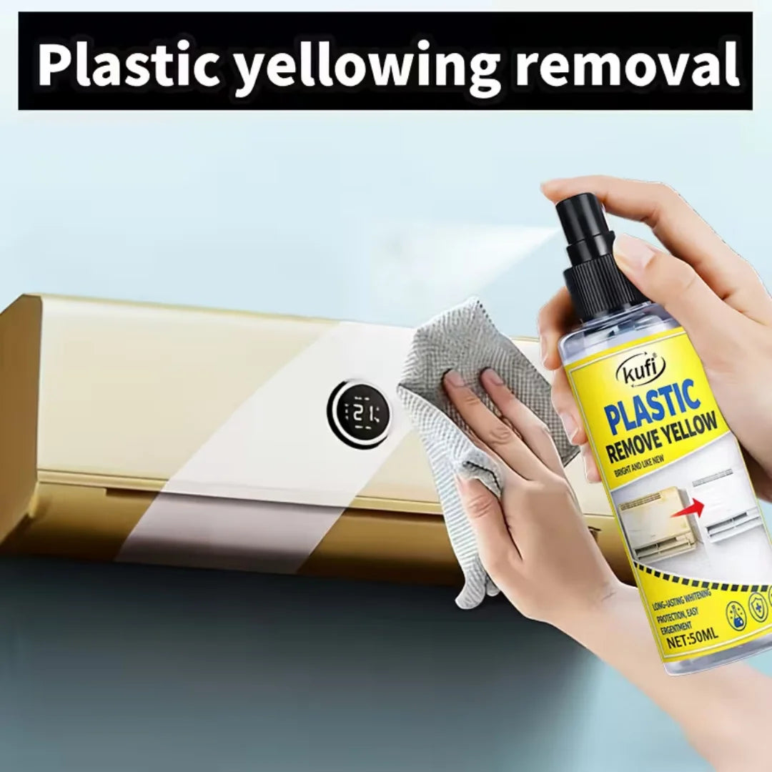 Plastic Yellowing Remover Spray - Fast-Acting Brightening Solution, Restores Faded Plastic on AC Units, Appliances & Auto Trim Oasis Select