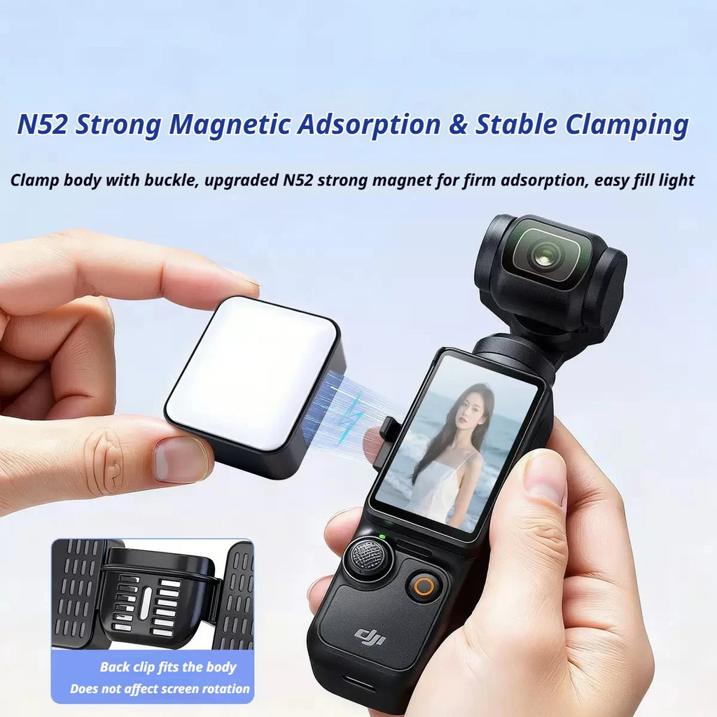 Magnetic LED Fill Light for DJI Osmo Pocket 3 & 4 USB-C
