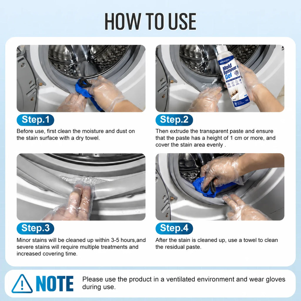Mildew Cleaning Gel with Brush and Disposable Gloves Fast Acting Mold Remover forBathroom Grout Tiles Kitchen Seals Home Care Oasis Select