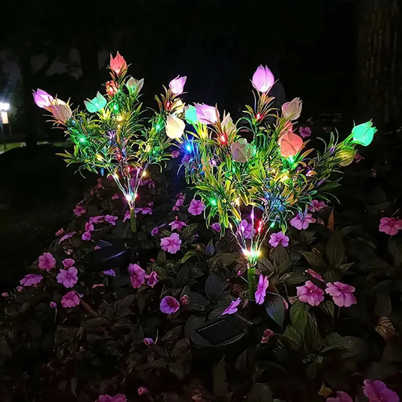 LED Gardenia, Rose, Lily Solar Outdoor Artificial Lantern, Garden Decoration, Lawn Lantern, Grass Atmosphere Light Oasis Select
