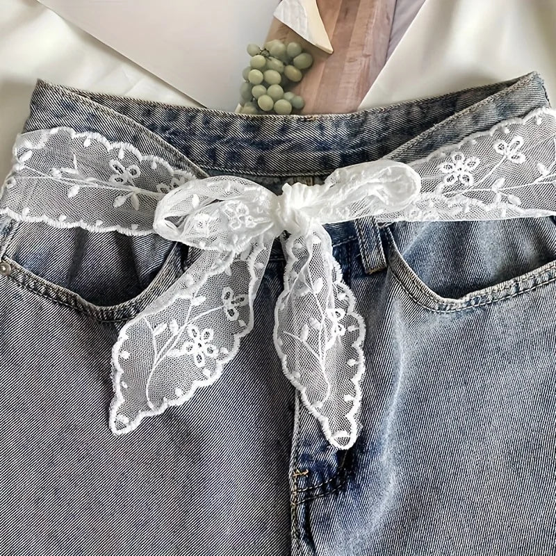 1pc Vintage Style Lace Scarf Belt Headband – Elegant Long Ribbon with Floral Design, Machine Washable, Suitable for Weddings Oasis Select