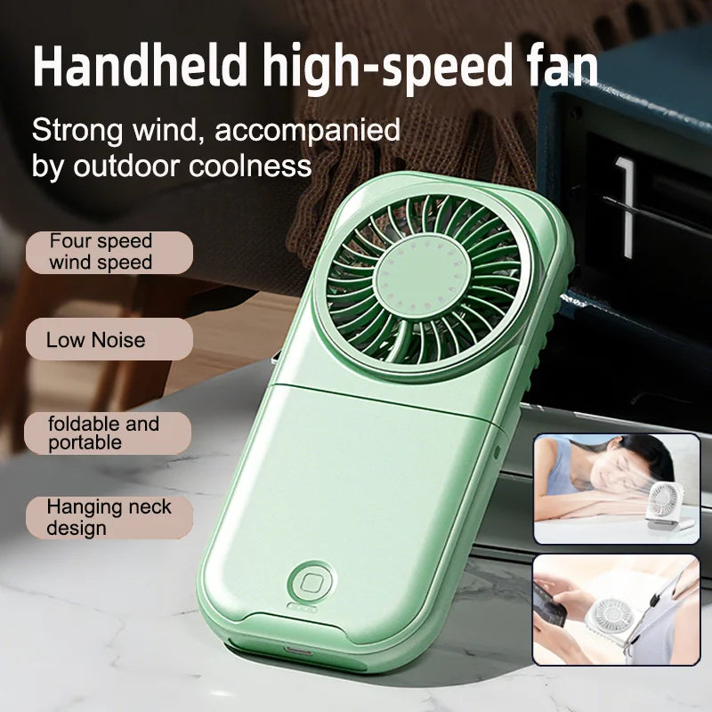 Portable Foldable Handheld Brushless Motor Fan 7-Blade Turbo 4 Speed Quiet Rechargeable Mini Desk Fan for Travel Home Office Oasis Select