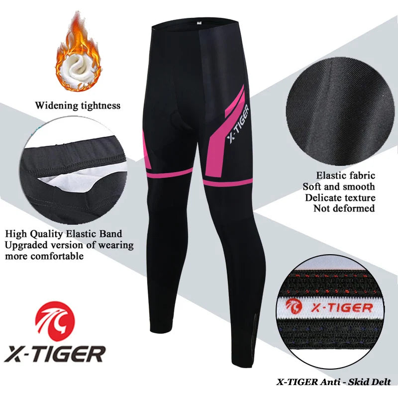 X-Tiger Pro Women's Shockproof Cycling Pants Winter Warm MTB Mountain Bicycle Cycling Tights Ciclismo Pantalones Oasis Select