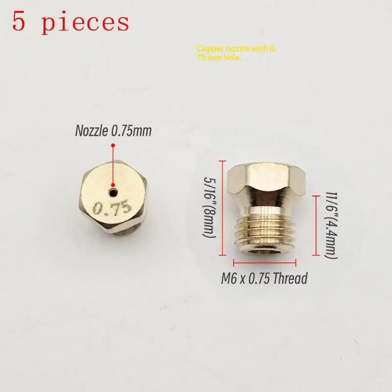 5PCS Burner Gas Hob LPG- Conversion Kits Jets 50 65 70 87 95 Brass Nozzle For Gas Stove Brass Nozzle Propane Injector Oasis Select A6