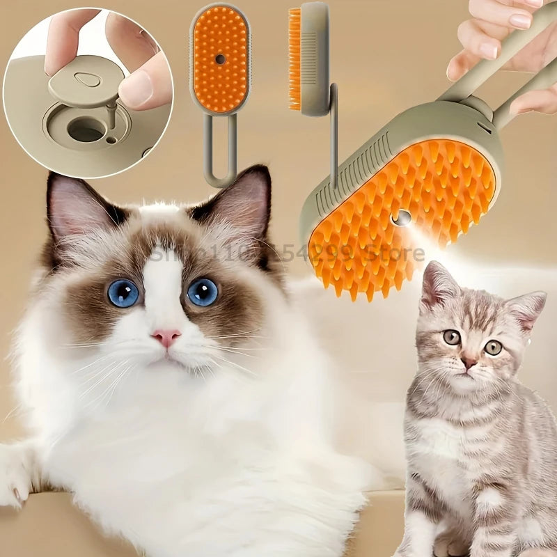 New Cat Dog Pet Spray Massage Brush One Button Steam Spray Folding Rotatable Floating Hair Bath Hair Removal Brush Comb Oasis Select