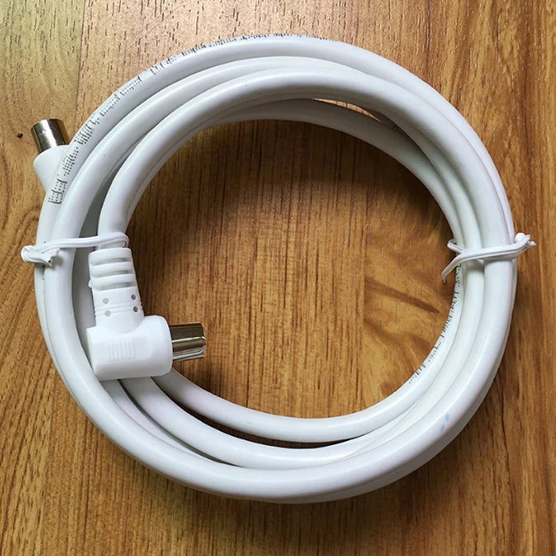 New Sale 2M Metre Right Angle Angled RF TV Aerial Lead Cable Male to Coax Coaxial White Oasis Select