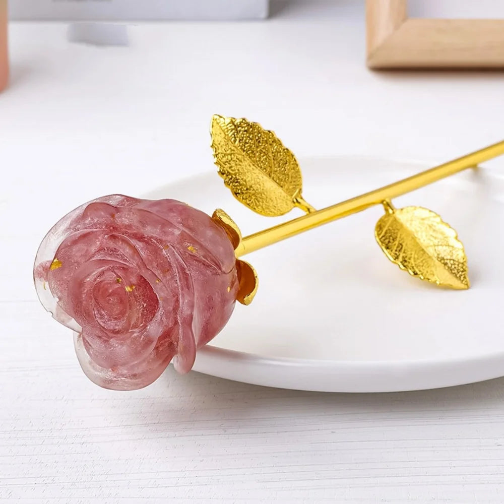 Crystal Rose Figurine Ornament | Romantic Gift & Home Decor