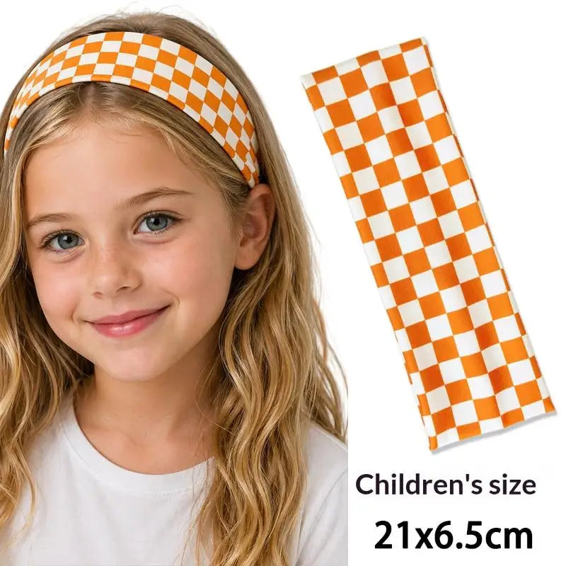 1PC Checkerboard Elastic Headbands For Women Fashionable Sports Sweat-Absorbent Hairbands For Yoga Fitness & Daily Makeup Use Oasis Select A7