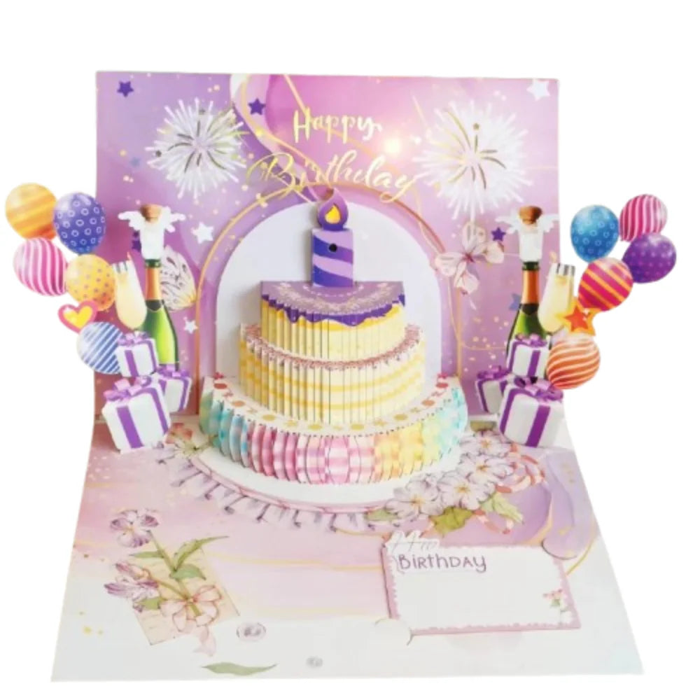 3D Pop-Up Musical Birthday Card with LED Blowable Candle