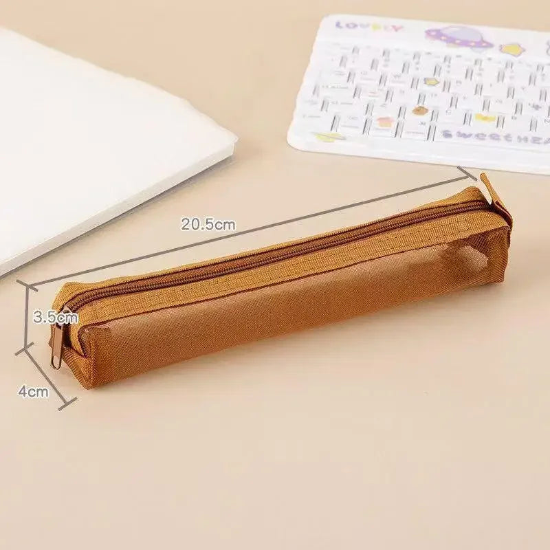 1/5Pcs Mesh Pencil Case Portable Zipper Pouch Stationery Organizer Students Exams Pencil Case School Stationery Supplies Oasis Select