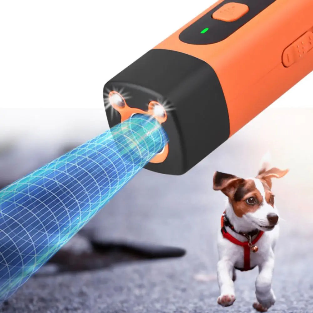 Rechargeable Ultrasonic Dog Repeller with LED Flashlight & Remote