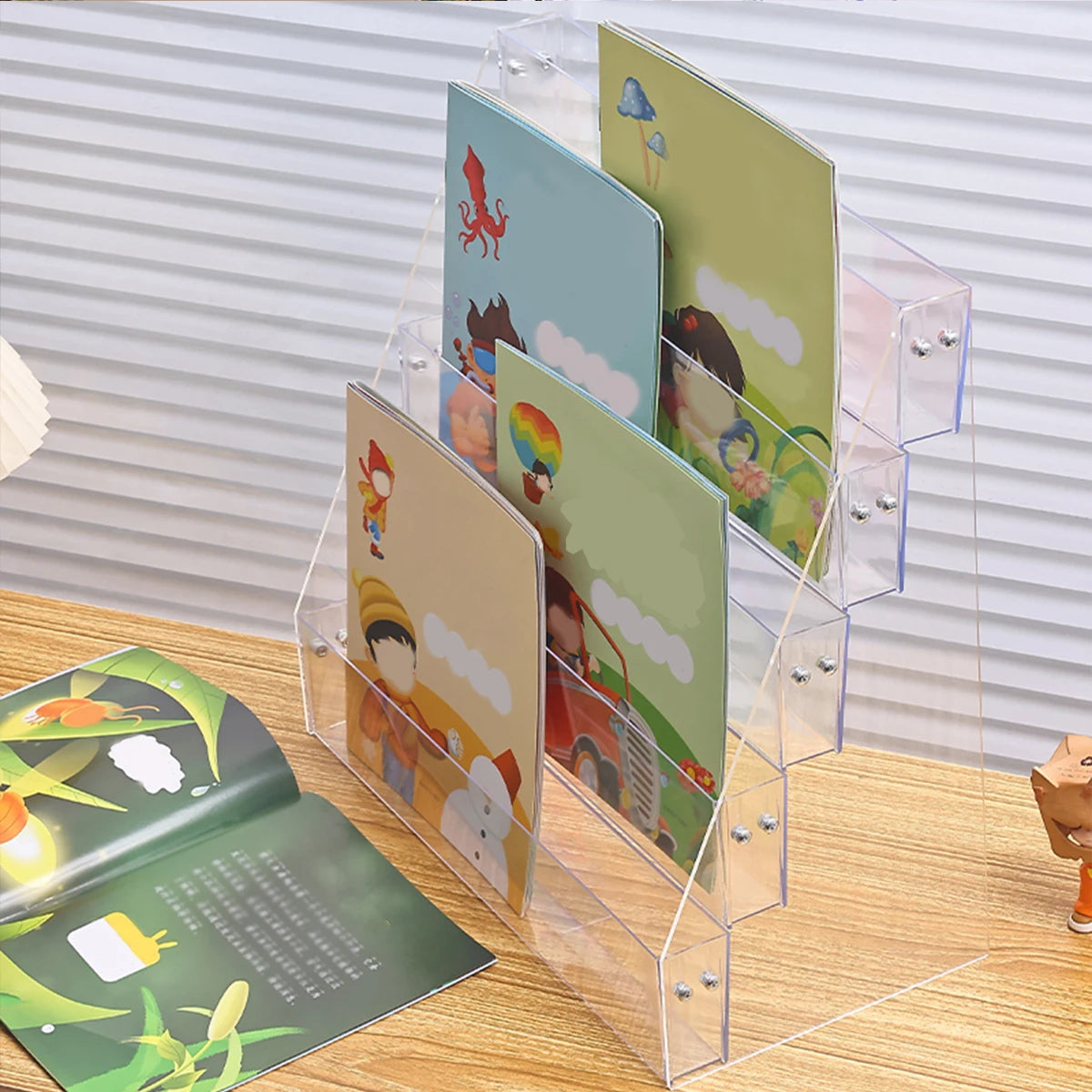 1pc Stepped Acrylic Multi-Layer Book Picture Book Display Storage Rack Multi-Purpose Detachable Practical Bookshelf Organizer Oasis Select