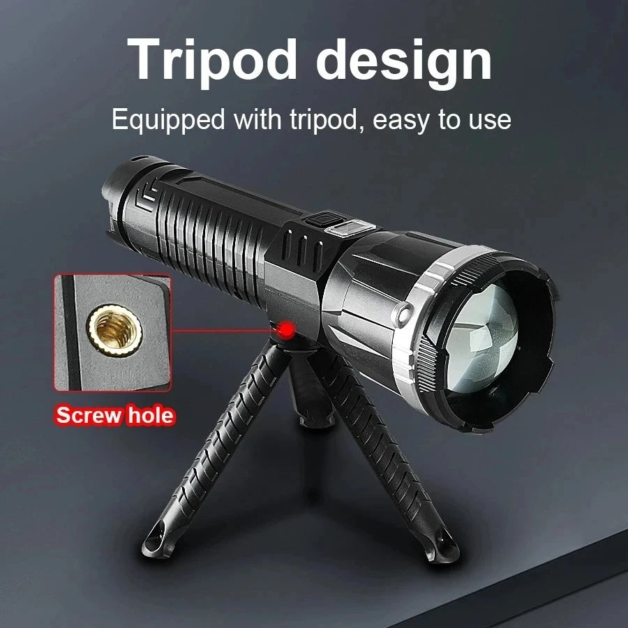850000000LM High Power LED Flashlight Rechargeable Lamp Tactical Torch Red Blue Warning Light Outdoor Camping Hunting Lantern Oasis Select