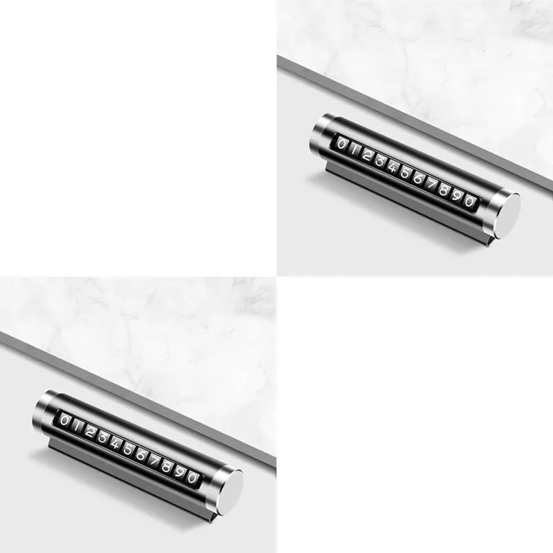 1/2/3pcs Phone Number Plate Temporary Parking Card Aluminum Stickers Rotate Park Stop Metal Car Temporary Parking Card Auto Oasis Select 2pcs Black