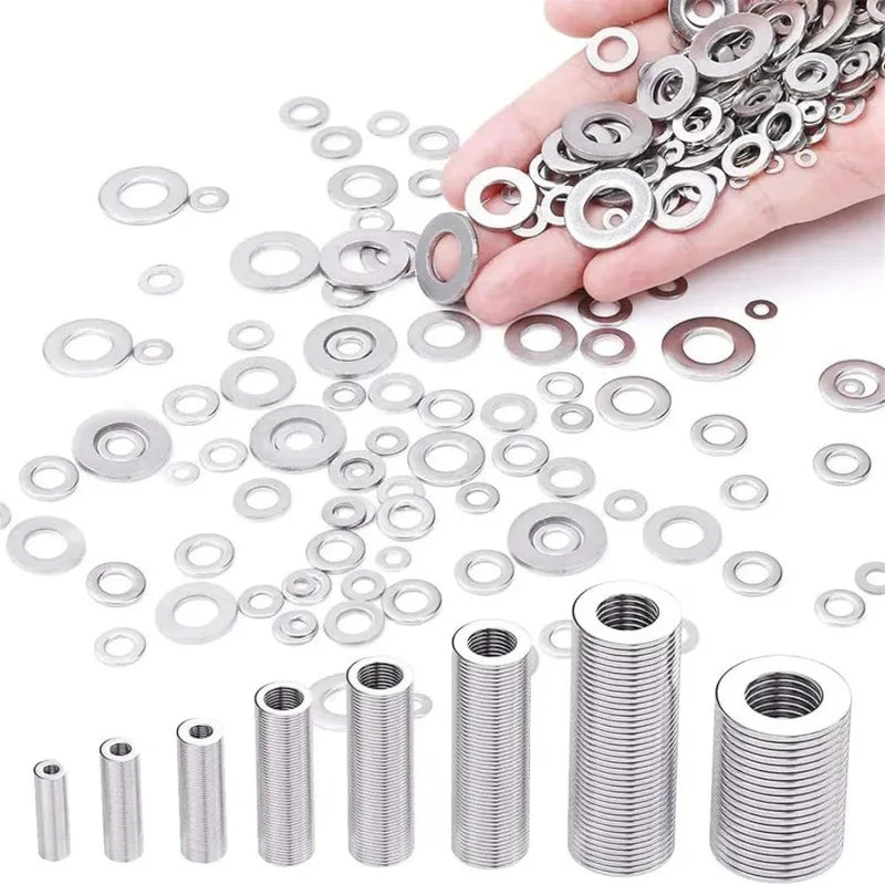 304 Stainless Steel Flat Washers Set – 180 or 360 Pcs Flat Washer Set Oasis Select