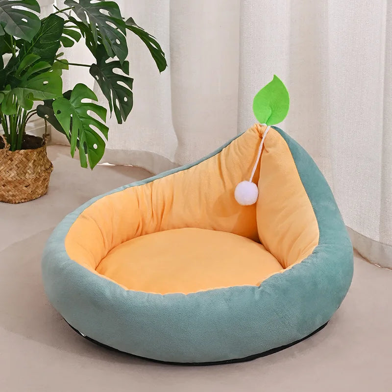 Avocado Vine Mat Cotton Fleece Double-sided Pad Pet Cat Bed, Suitable for Spring and Summer, Dog Bed, Cute Cat Bed Oasis Select blue M 50x50x30cm