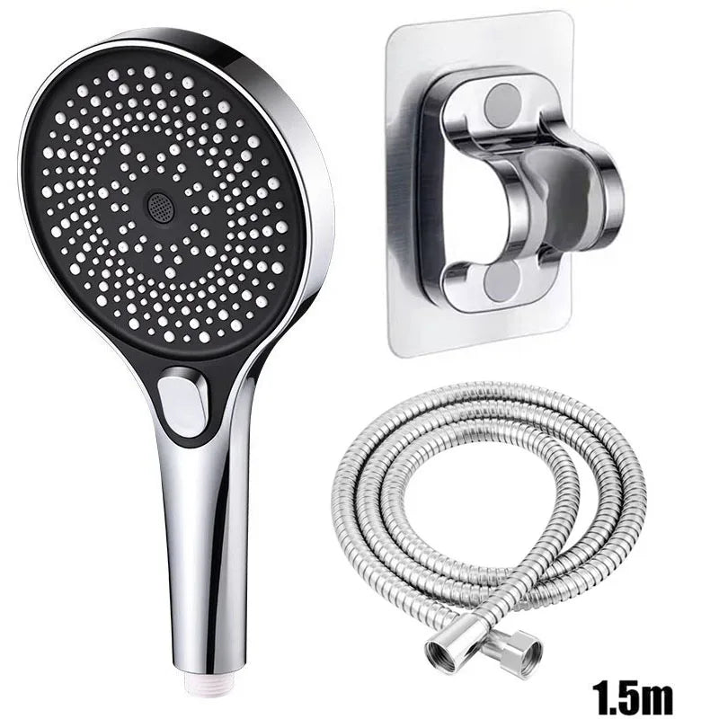 Showerhead shower bathroom accessories large panel showers for bathroom items 3 modes knobs portable heads parts fixture home Oasis Select Silver suit D
