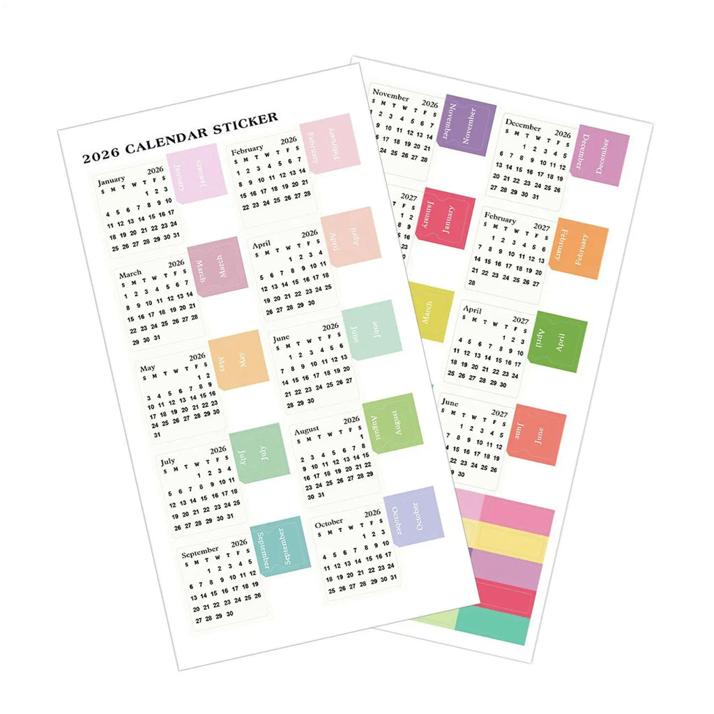 2Pcs 2026 Calendar Stickers Monthly Planner Stickers Labels For Diy Scrapbook Journals Notebooks Scheduling School Office Oasis Select