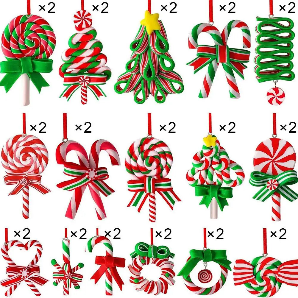 Christmas Wood Candy Cane Lollipop Ornaments – 16 or 32 Pcs