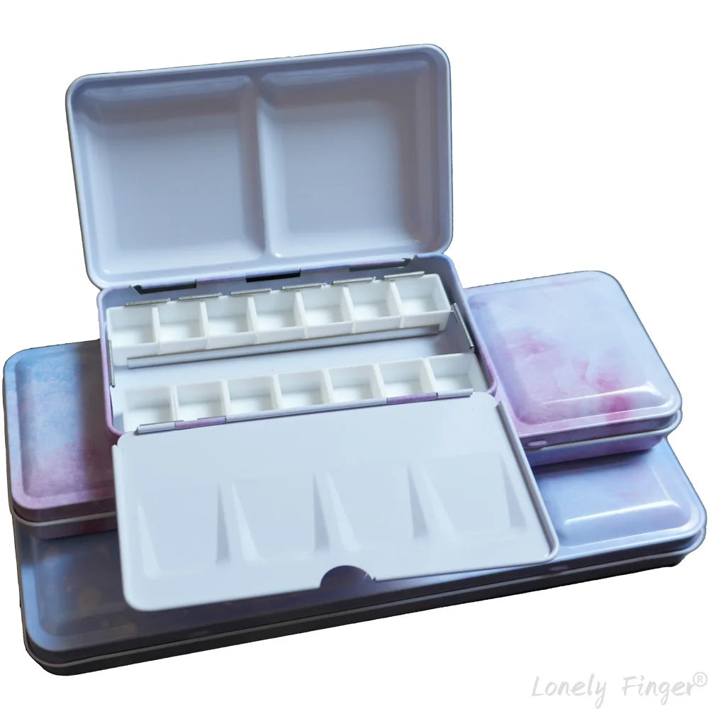 Empty Watercolor Palette Mix Set, Metal Watercolor Paint Case with Lid, Paint Box for Travel Gouache Oil Painting Oasis Select