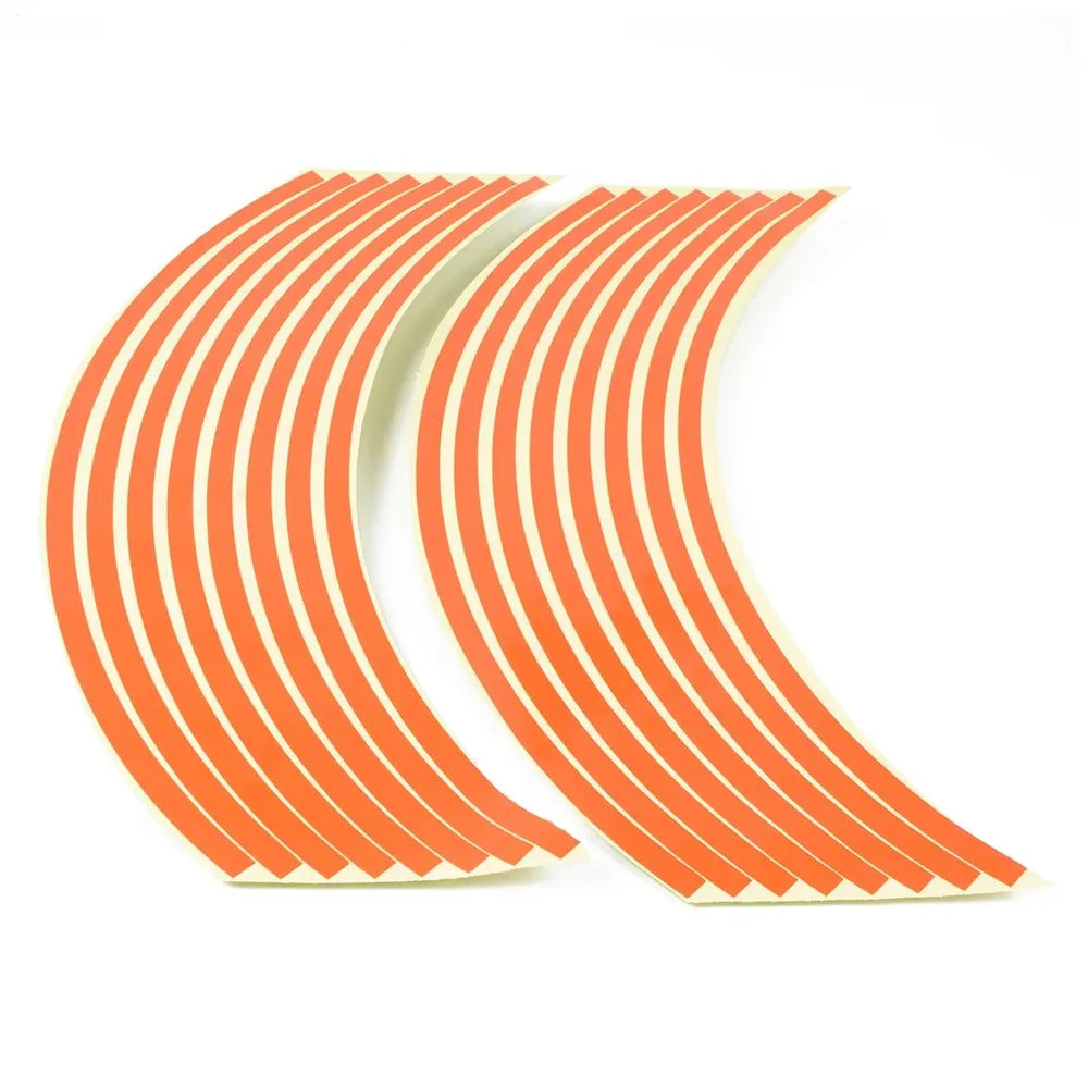 1/2/3set Motorcycle Wheel Sticker 18 Reflective Rim Stripe Tape Car Bicycle Wheel Decoration Universal Sticker For Motorcycle Oasis Select Orange-1 set