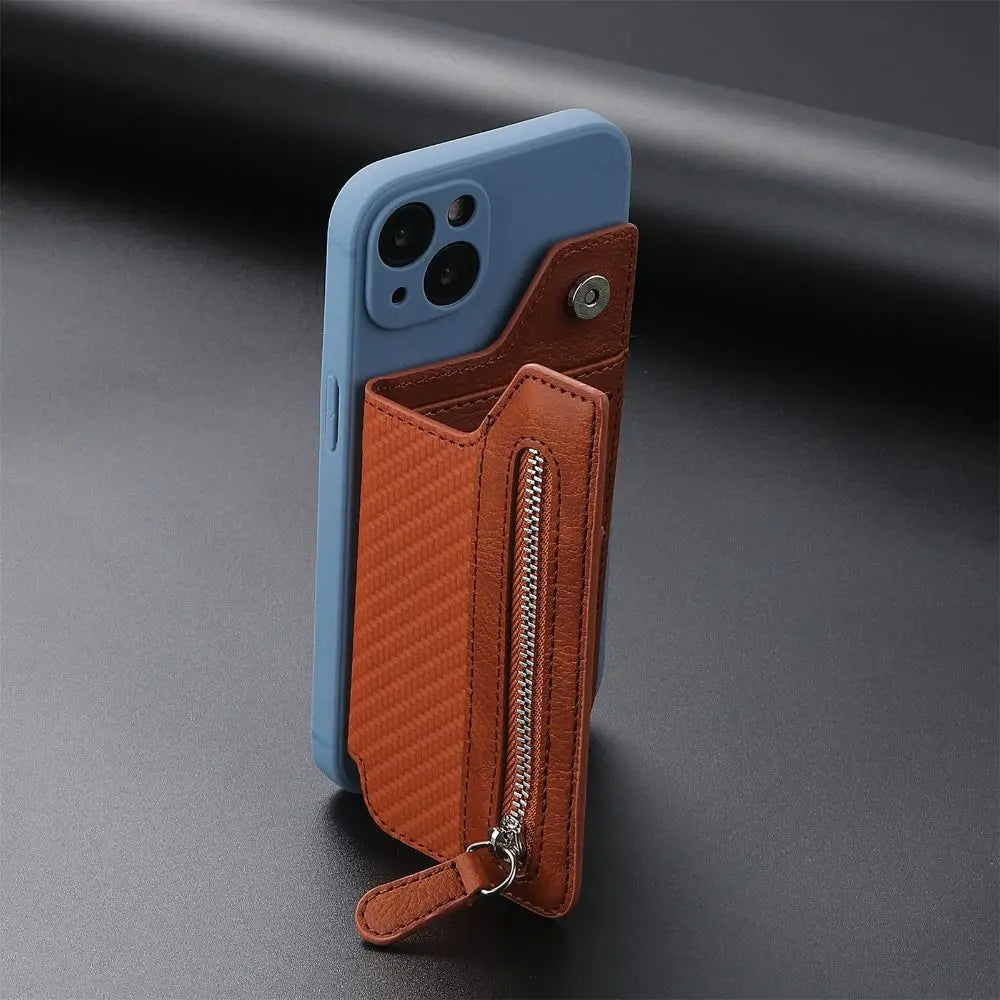 Leathe Mobile Card Bag Phone Pocket Sticker Back Cover Phone Wallet Stick Phone Pouch Phone Card Holder Wallet Case Oasis Select