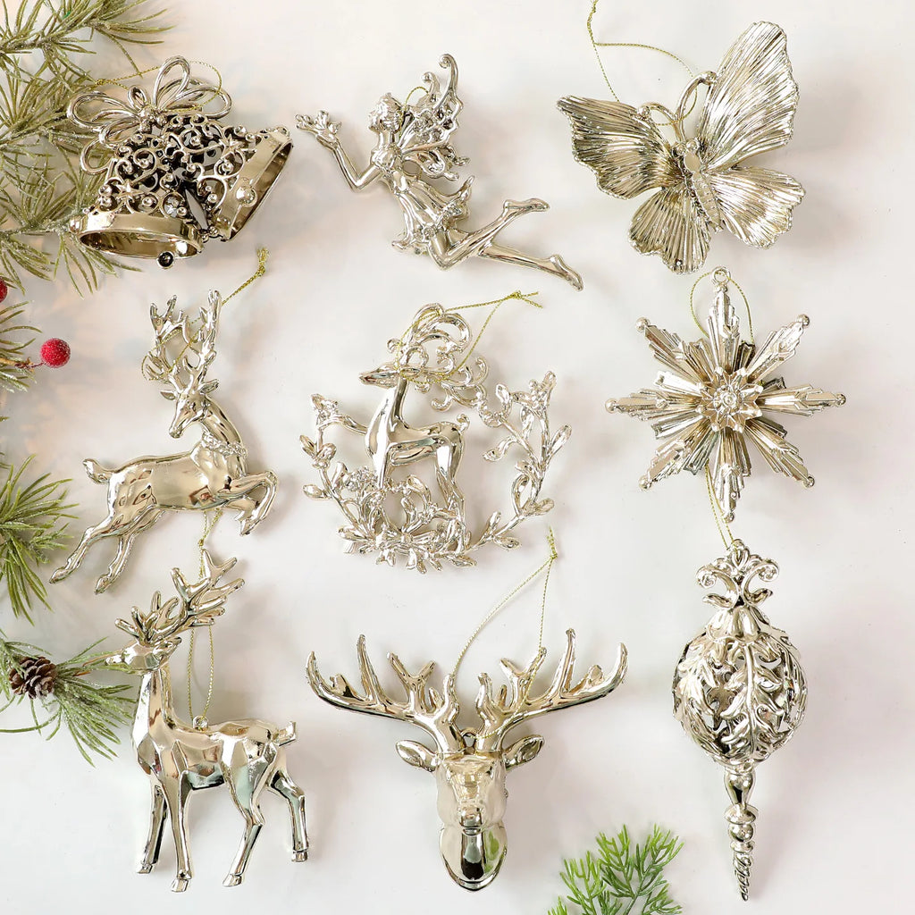 Gold Christmas Tree Ornaments – Angel, Snowflake & Butterfly