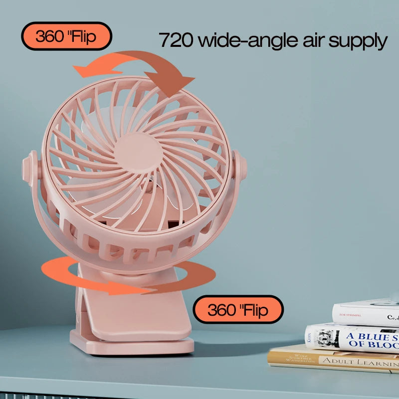Portable Rechargeable Clip Fan 720° Rotatable Hanging Fan with Night Light Air Cooler for Outdoor Camping Ventilador Fans Oasis Select
