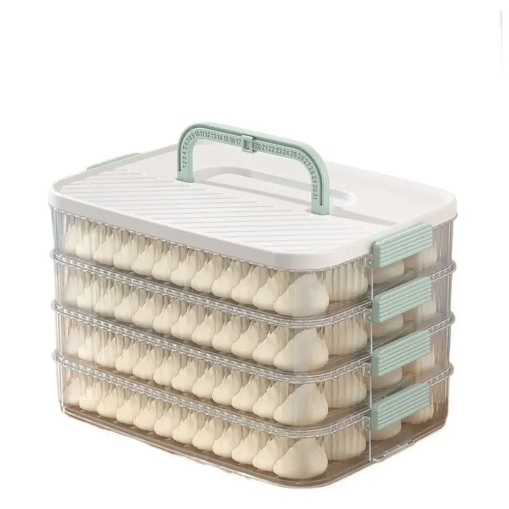 Plastic Frozen Dumpling Storage Box Large Capacity Fresh-keeping Dumpling Box Multi-layer Quick Freezing Food Storage Container Oasis Select Green 1 Layer