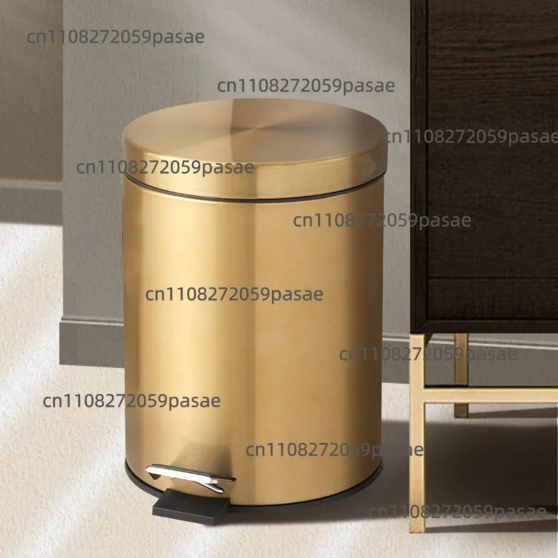 5L Stainless Steel Trash Can Gold Foot Pedal – Silent Lid