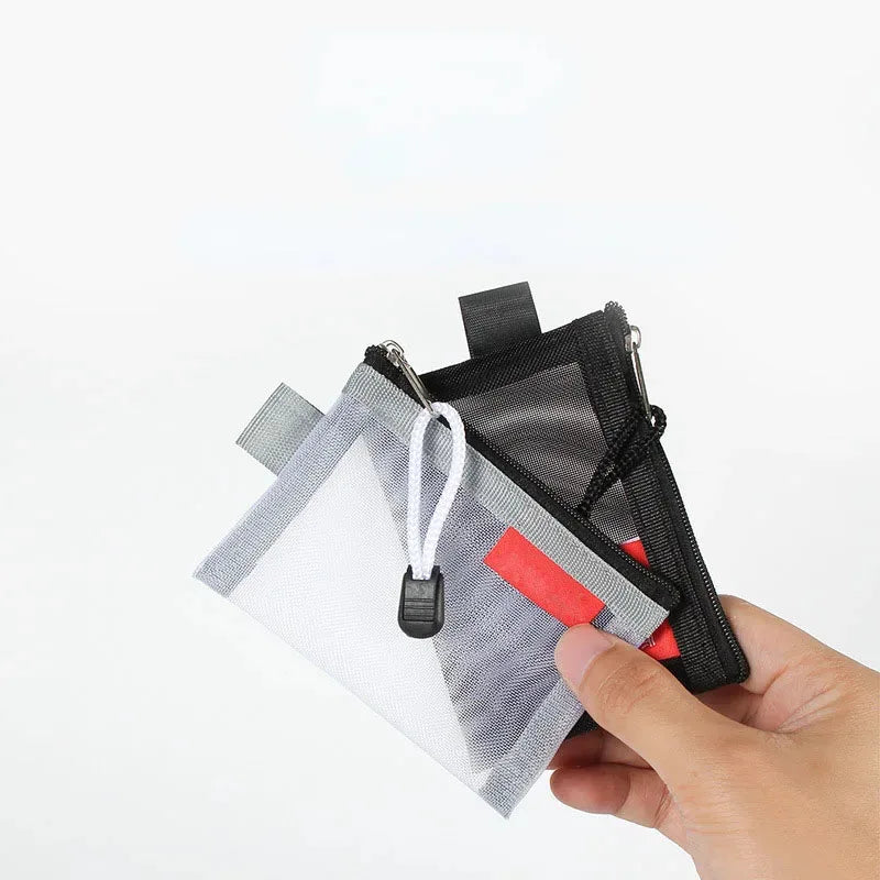1/2pcs Storage Bags Mesh Cosmetic Bag Wallet Nylon Small Coin Purse Mini Zipper Pouch Mesh Storage Bags ID Credit Card Holder Oasis Select