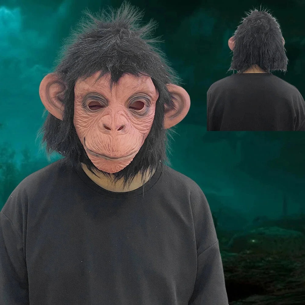 Deluxe Chimp Latex Full Head Mask | Halloween Monkey Cosplay