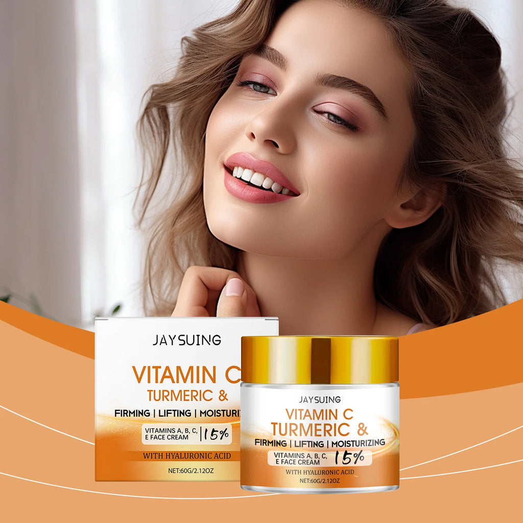 Turmeric Face Cream 15% Vitamin C Anti-Aging Firming Tightening Repair Skin Fights Acne Brightening Hyaluronic Acid Moisturizer Oasis Select