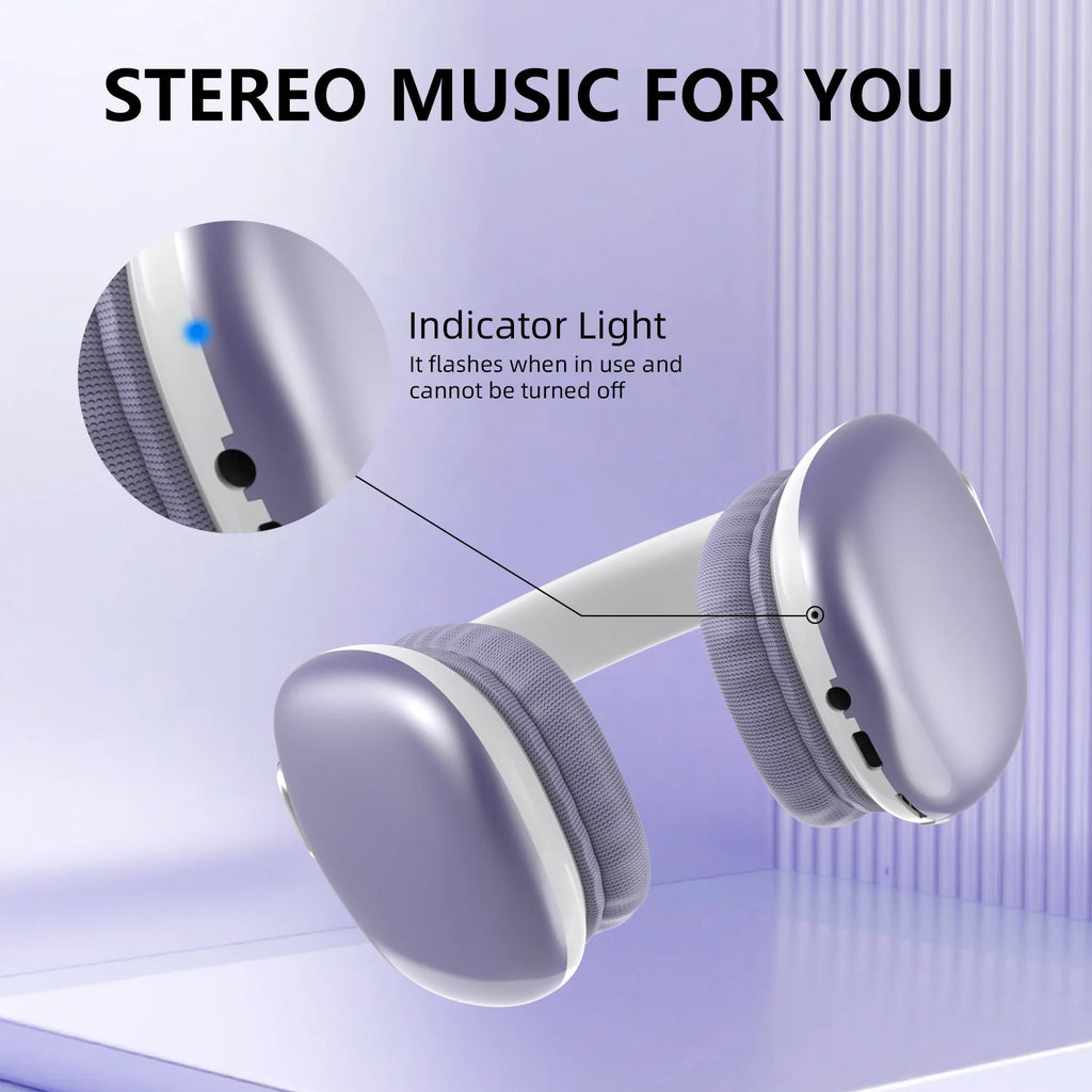 Bluetooth Headphones Over Ear Wireless Headset HiFi Music Gaming Comfortable Mic for iPhone Android PC Travel Sports Gift Purple Oasis Select