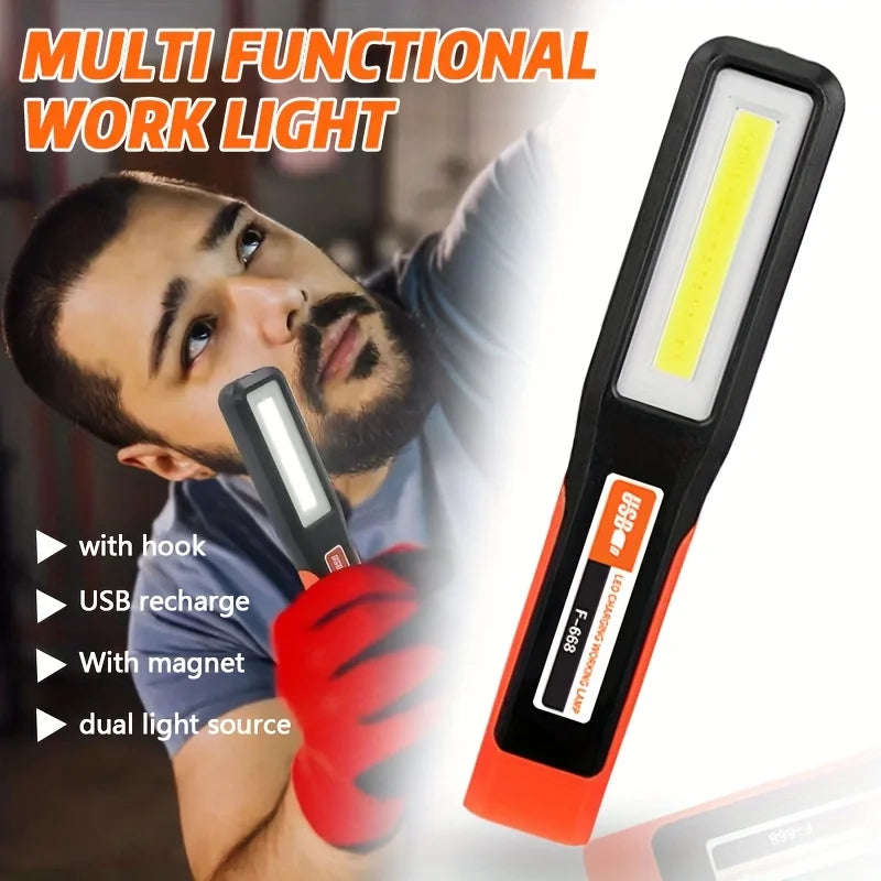 COB LED Rechargeable Flashlight – Magnetic Work Light & Torch