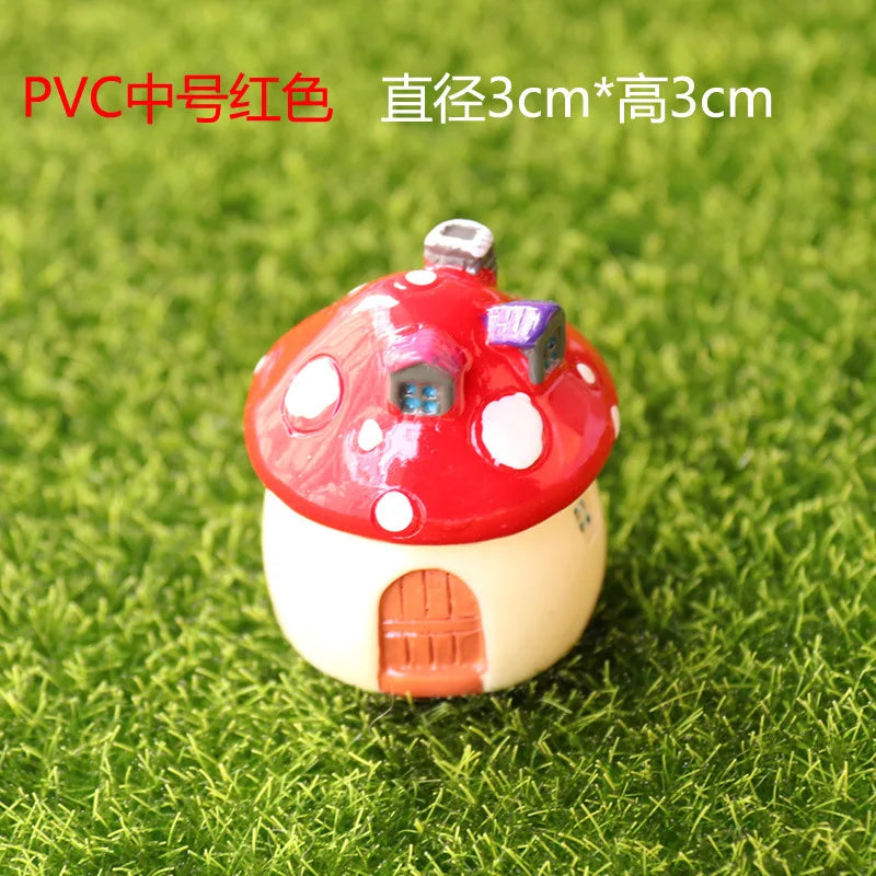 Mini Resin Moss Micro Landscape Decor Outdoor Fairy Miniature Garden Mushroom House Ornaments Handicraft Flower Pot Accessories Oasis Select M-red